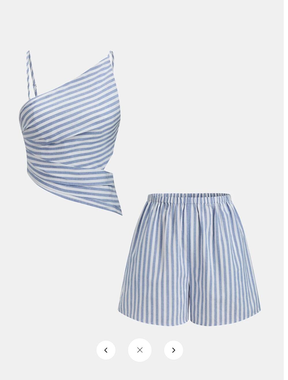 NWT Commense Striped Cotton Blend Cutout Top & Shorts Set Sz S
